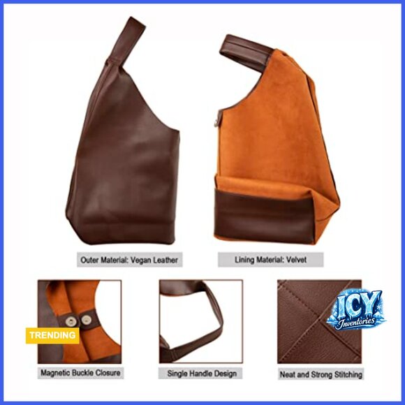 Vegan Leather Tote Bag, Oversized Hobo, Large Work Bag - Picture 5 of 7